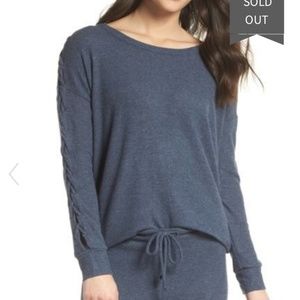 Lace up long sleeve sweater